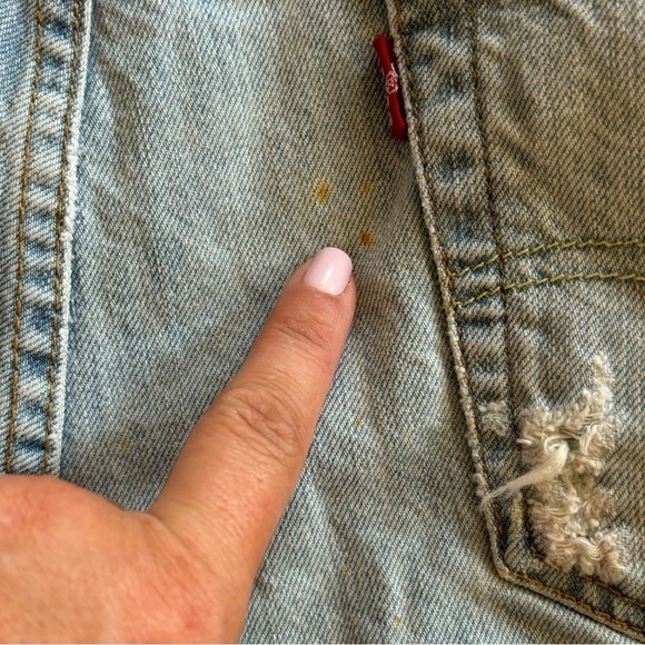 Upcycled Levi’s 569 Blue Jean Denim Distressed Shorts Women’s M/L Western Boho - Picture 5 of 12